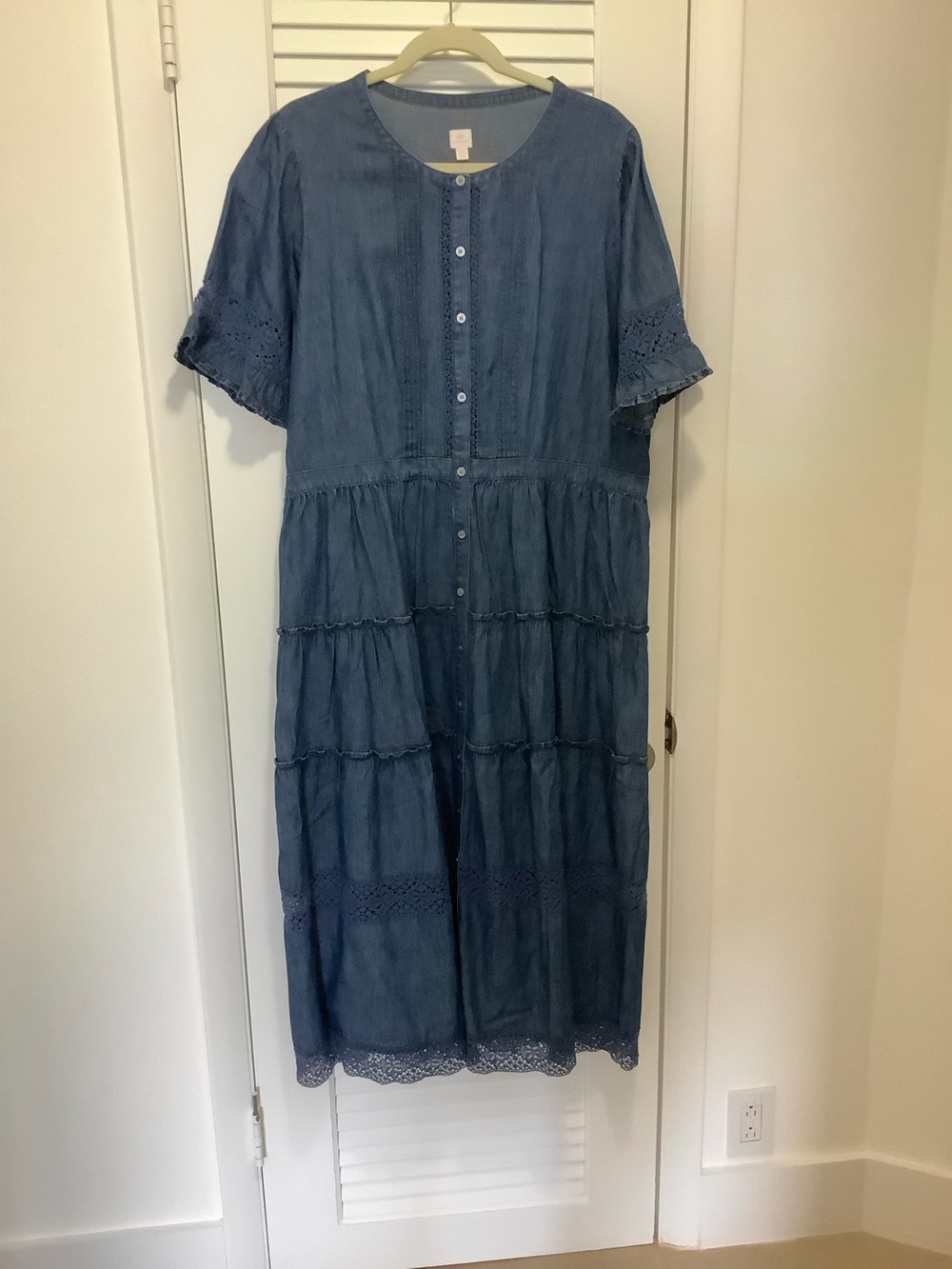 LoveShackFancy x Gap Women’s DenimTiered Button-Front Midi Dress